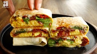 Spicy & Sweet!! Egg Burrito! Crispy Outside! Soft Inside! Perfect Breakfast!