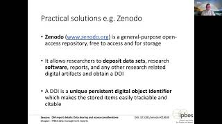 IPBES Data Management Policy tutorials - Data management report details: Long-term storage details