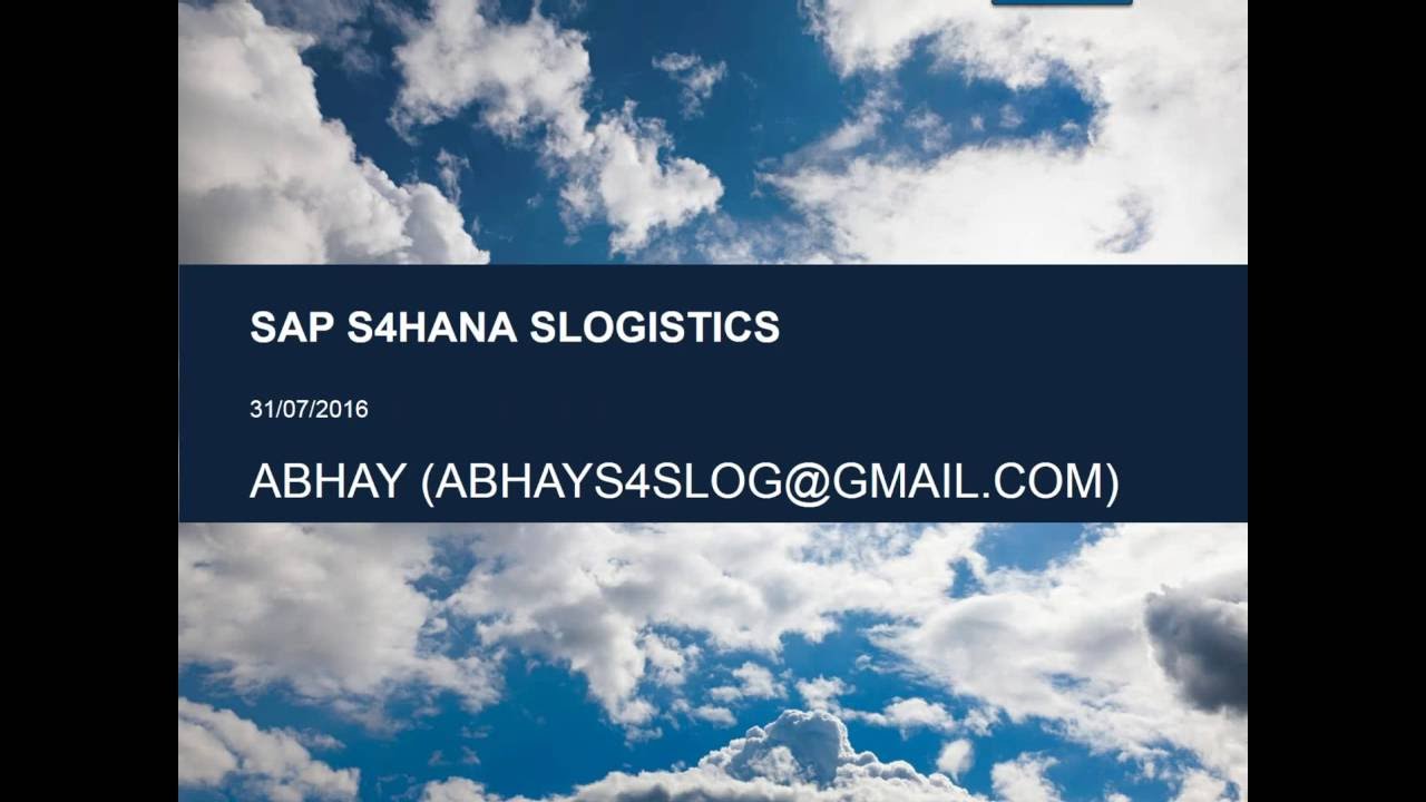 SAP SIMPLE  LOGISTICS ONLINE TRAINING DEMO | S4HANA 1511 LOGISTICS DEMO