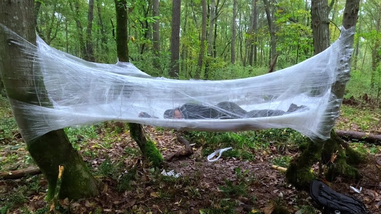 I Built an Amazing Shelter With Plastic Wrap In a Stunning Jungle.# ...