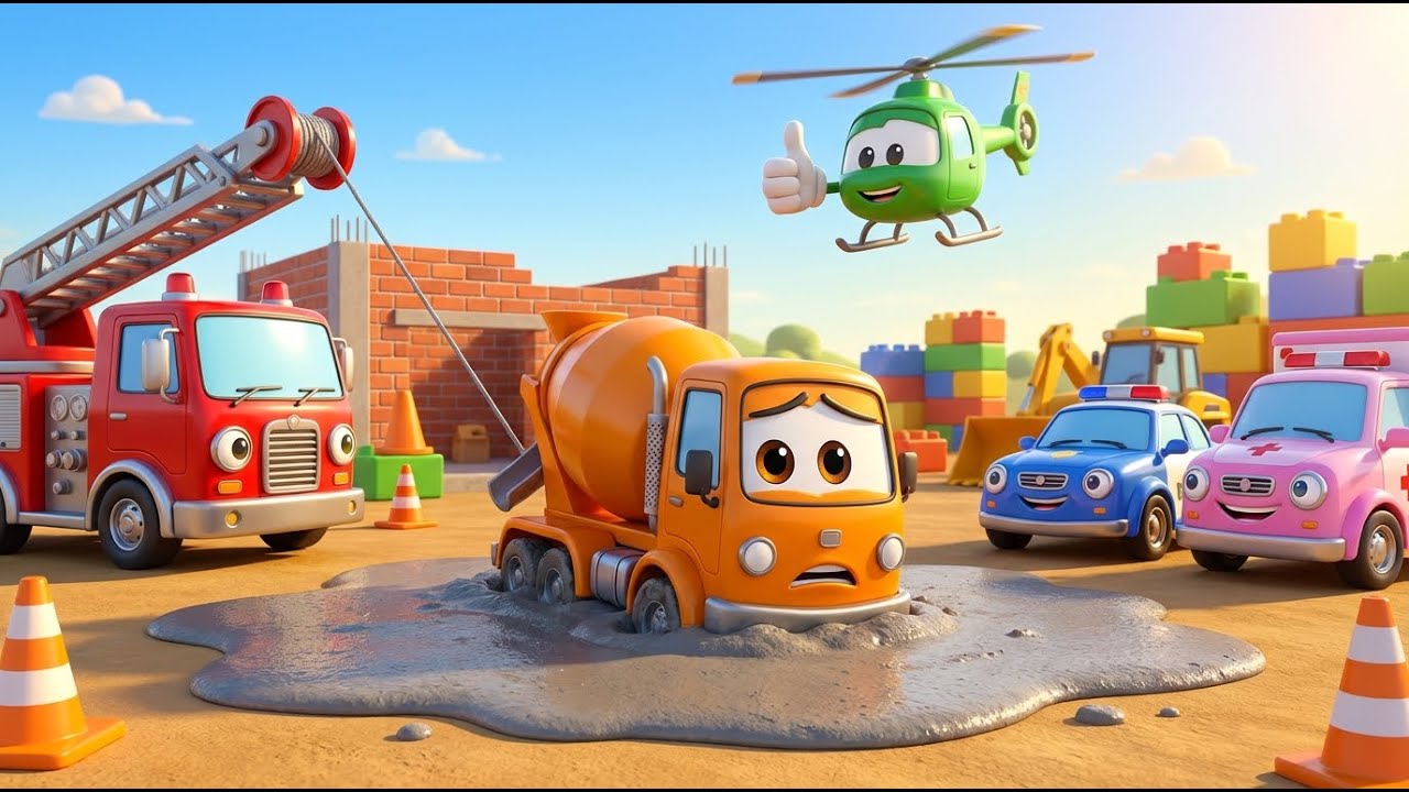 🚧 STUCK IN CEMENT! 🚜 Robocar Poli Construction Rescue & Octonauts Yeti Crab Adventure! 🦀