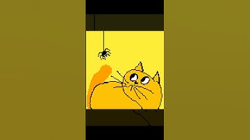 Pixel Art Illustration Of Cat Looking at a Spider | Pixel Art Digital Drawing Timelapse Video