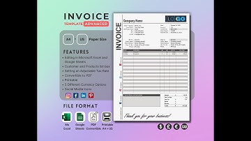 Excel smart invoice template, Google sheets and excel template, instant download