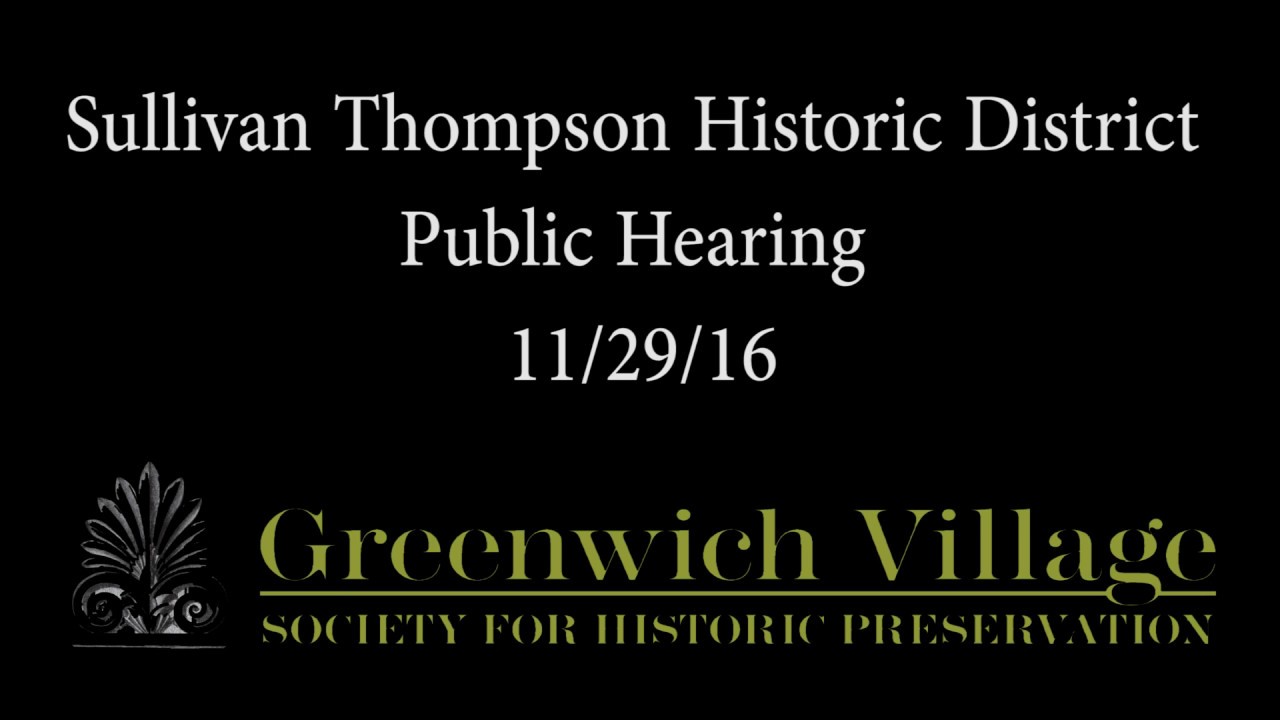 Sullivan Thompson Historic District Public Hearing 11/29/16