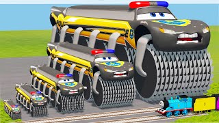 Download Lagu Big \u0026 Small Long Lightning Mcqueen Police Double Monster Saw Wheels vs Trains | BeamNG.drive MP3 Download Lagu Big \u0026 Small Long Lightning Mcqueen Police Double Monster Saw Wheels vs Trains | BeamNG.drive MP3