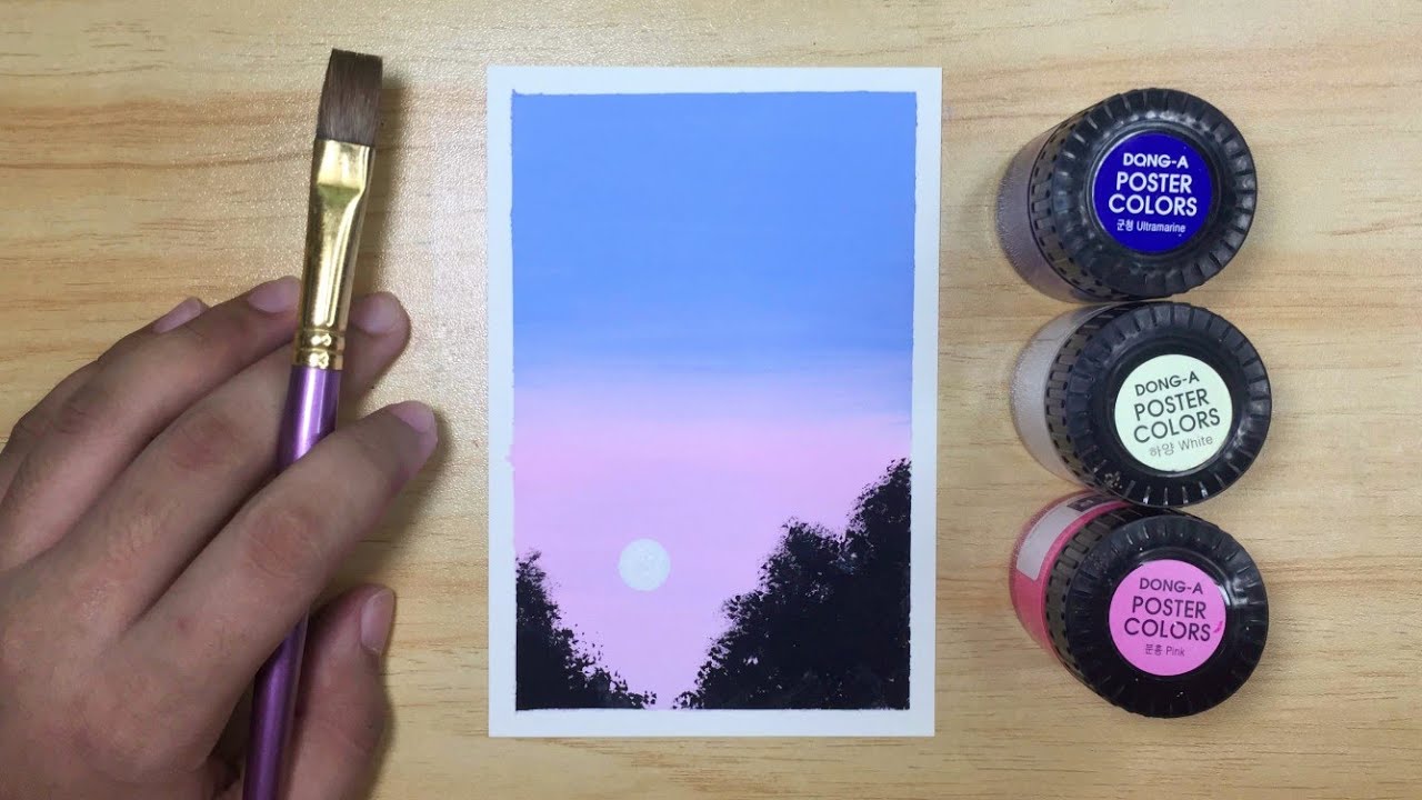 Easy Poster Color Night Sky Painting for Beginners