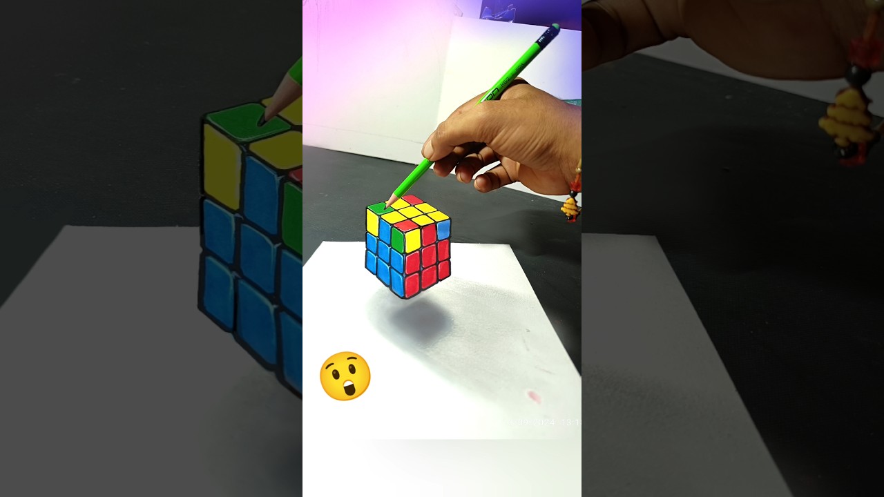 3D drawing  || Rubik's cube drawing  