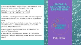 Linear and Exponential Regression Word Problem Content