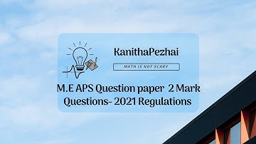 APS (MA4151) ME CSE | MCA Question paper 2021