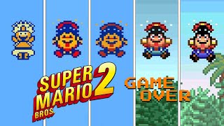 Super Mario's Death in Every Super Mario Bros. 2 Version 1988 (+ All Game Over screens)