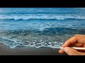 How to paint water  realistic beach wave scene painting tutorial