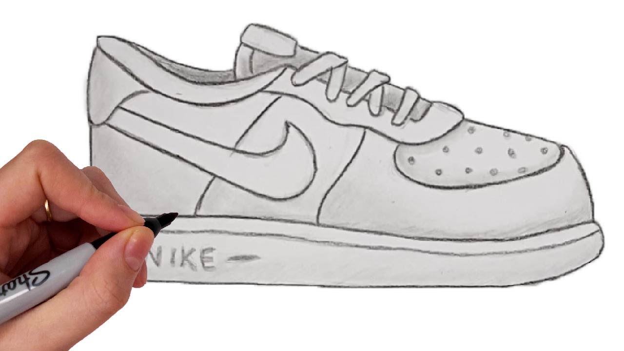 Comment Dessiner Une AIR FORCE 1 NIKE REALISTE AU CRAYON [Basket Sneakers]  - YouTube