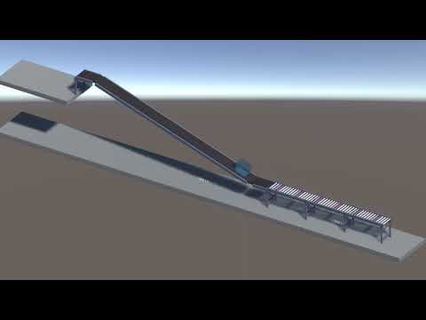 Unity simulation of the roller and belt section of the Equinox conveyor.