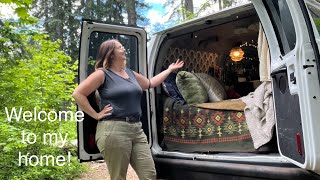 Living in my van | Full van tour 2010 Ford Econoline | Epic DIY upgrades 2024 #solotravel #vanlife