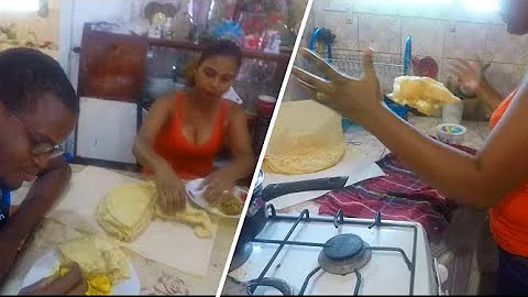 Guyanese Cooking Oil Roti n Bunjal Curry In Guyana...