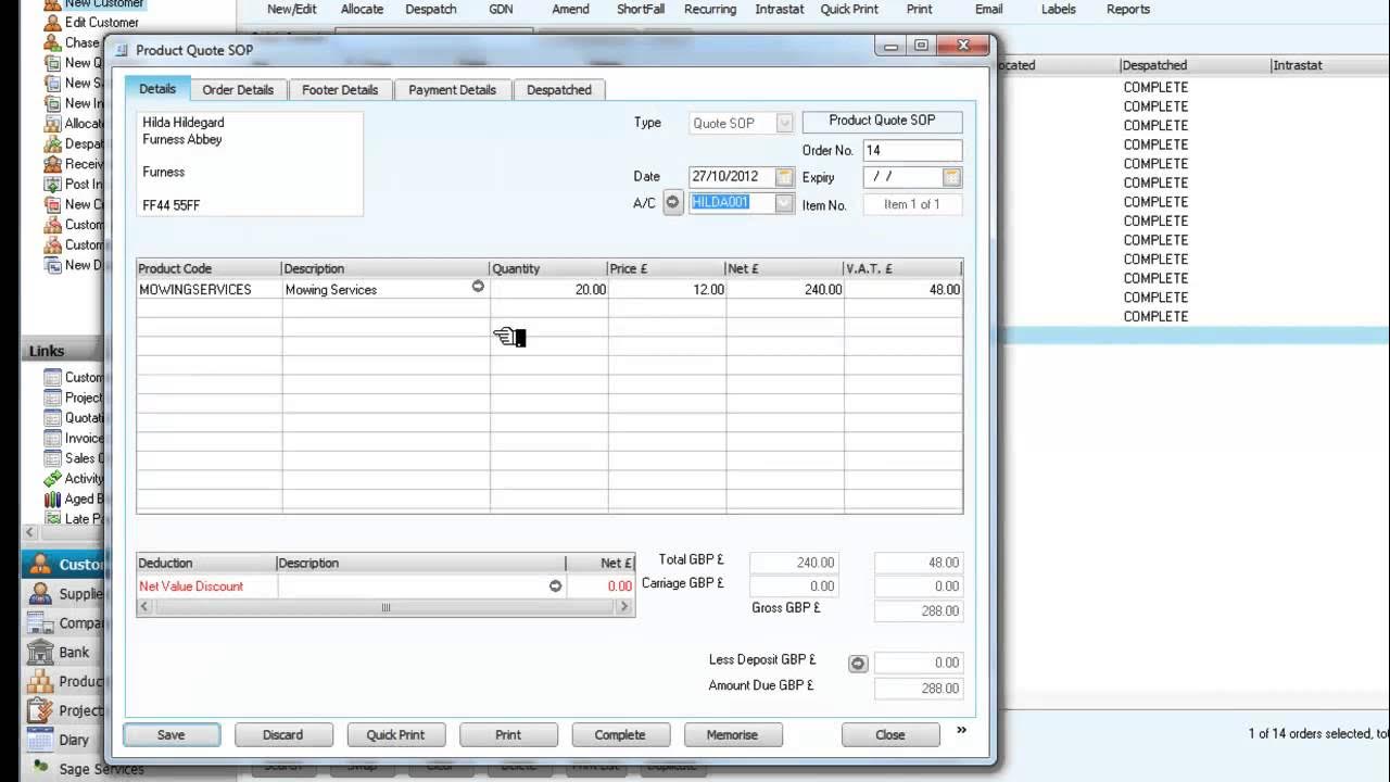 Sage Line 50 Quotation to Sales Order YouTube