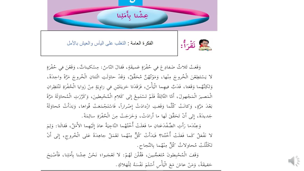 اللغة العربية الصف الرابع درس عشنا بأملنا نيفين خوري