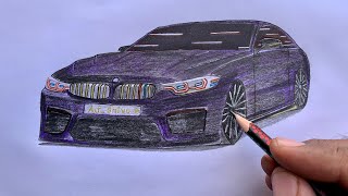 How To Draw BMW M4|| Car Drawing #bmw #drawing#art