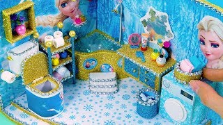 DIY Miniature Dollhouse Bathroom ~ Frozen Elsa Room Decor ~ 10 Minute DIY Doll Crafts #22