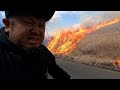 山が大炎上!!全力で逃げた。【超危険映像】 The mountain is on fire and you have to run away quickly.