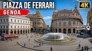 Match Highlights Piazza De Ferrari Genoa Italy 4K | Historic Square, Fountain & City Center