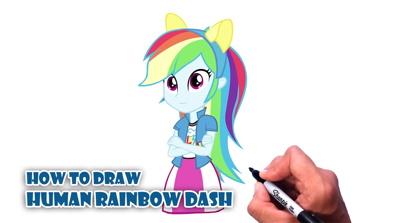 How to Draw a Human Rainbow Dash  My Little Pony Step by step 