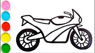 How to draw a motorcycle for children.