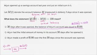 Math Algebra 1 - Function notation word problem  bank