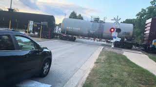 Westbound CN manifest train at Harrison Road in East Lansing Michigan