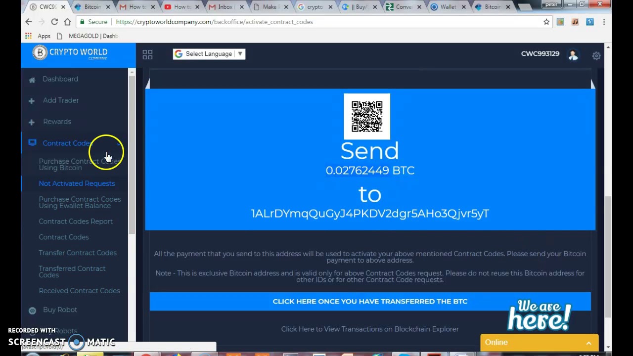 login crypto world company