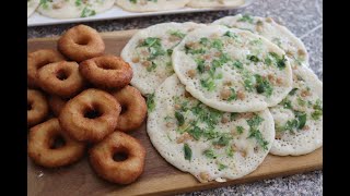 Urad Dal fritter and Savoury Burmese pancake/မတ်ပဲဘယာကြော်နှင့် အလွယ်လုပ်တဲ့မုန့်ပြားသလက်