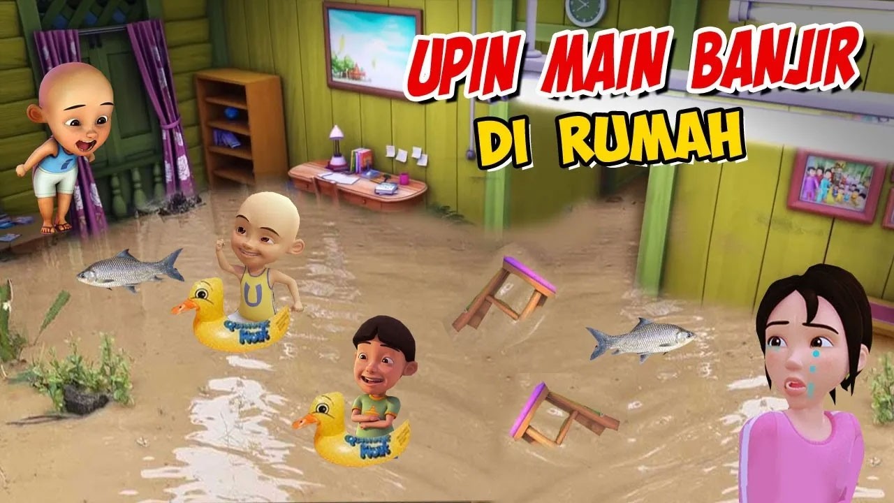 Upin ipin Banjir Banjiran di dalam Rumah  !!  Kak Ros Kaget GTA Lucu