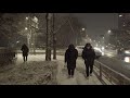 Walking in the Snow Storm at Night, Seoul, Korea