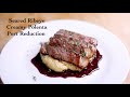 Pan-Seared Ribeye, Creamy Polenta, &amp; Port Reduction