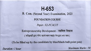 B.COM | ENTREPRENEURSHIP DEVELOPMENT | RDVV | QUESTION PAPER | 2023 | 2ND YEAR