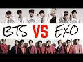 BTS vs EXO | VOCAL| реакция от начинающего исполнителя