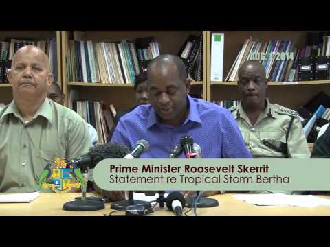 PM Skerrit issues statement on Tropical Storm Bertha