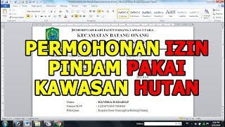 SURAT PERMOHONAN PINJAM PAKAI KAWASAN HUTAN / KEPALA DESA