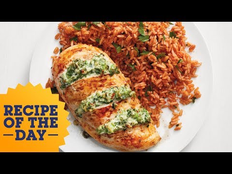 recipe-of-the-day:-cheesy-broccoli-stuffed-chicken-with-tomato-rice-|-food-network