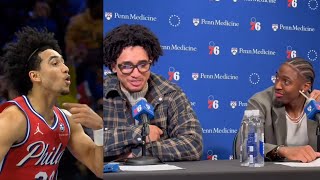 Tyrese Maxey couldn't believe Jared McCain said "I'm rookie of the year" after clutch 3 😂