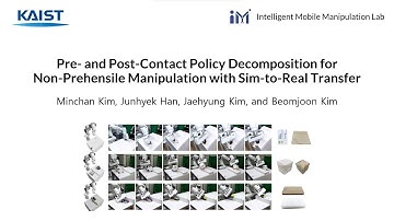 Pre- and Post-Contact Policy Decomposition for Non-Prehensile Manipulation with Sim-to-Real Transfer