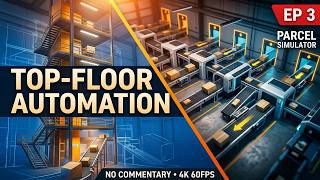 Parcel Simulator — Episode 3 | Automating the First Export Gates on the Top Floor (No Commentary 4K)