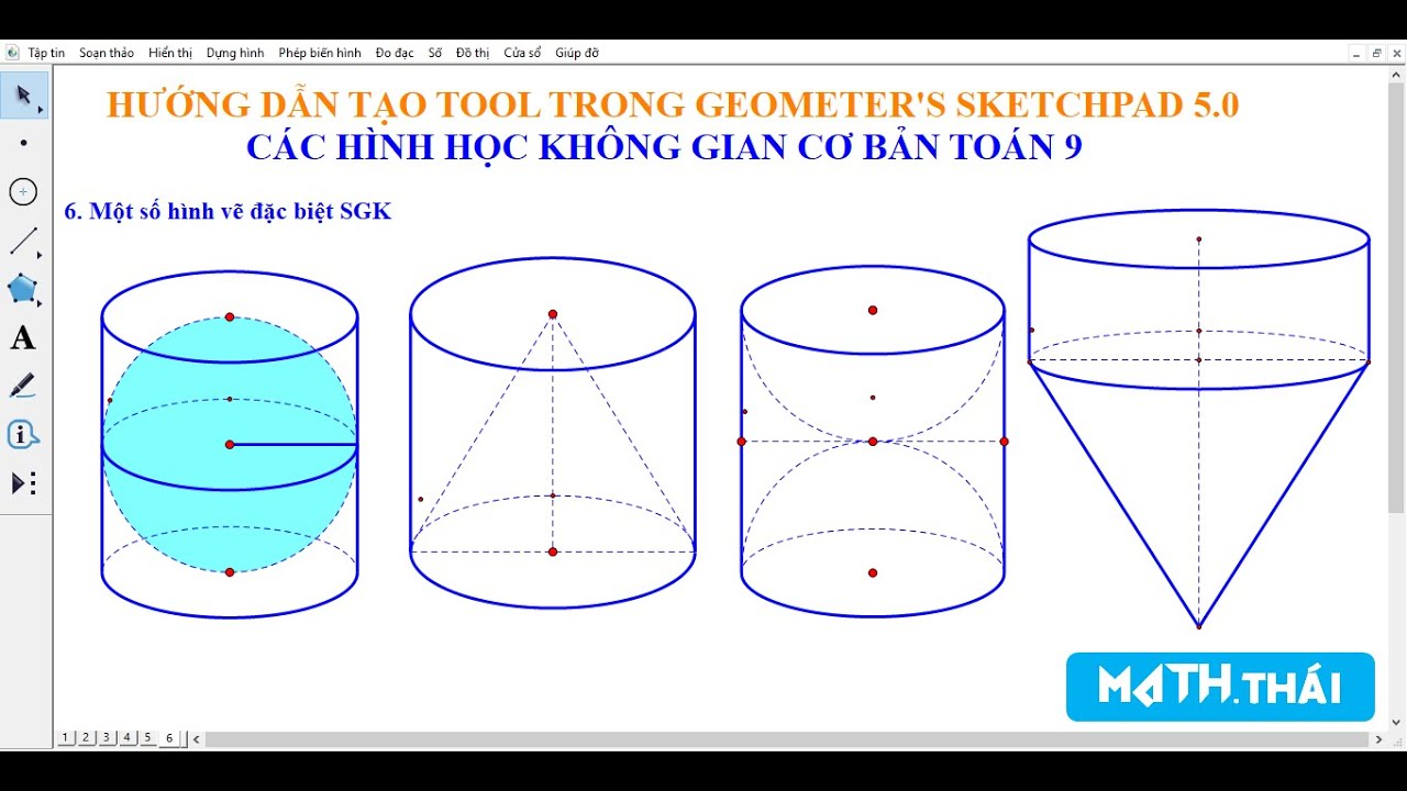 HƯỚNG DẪN TẠO TOOL TRONG GSP 5.0 - CÁC HÌNH HỌC KHÔNG GIAN CƠ BẢN TOÁN 9