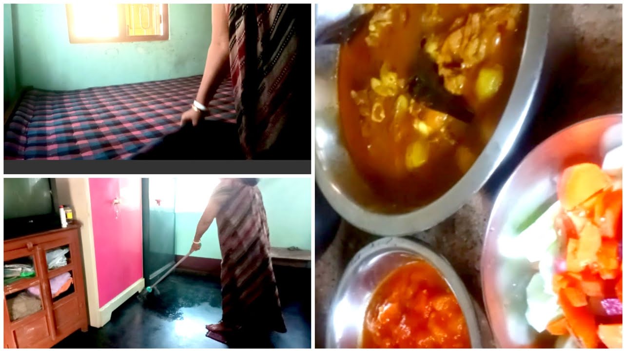 ঘরের সব কাজ করে রান্না করে নিলাম খাসির মাংস