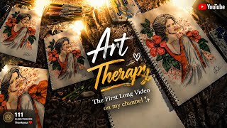 Relaxing Art Therapy Drawing Process | Aesthetic Sketch &amp; Coloring