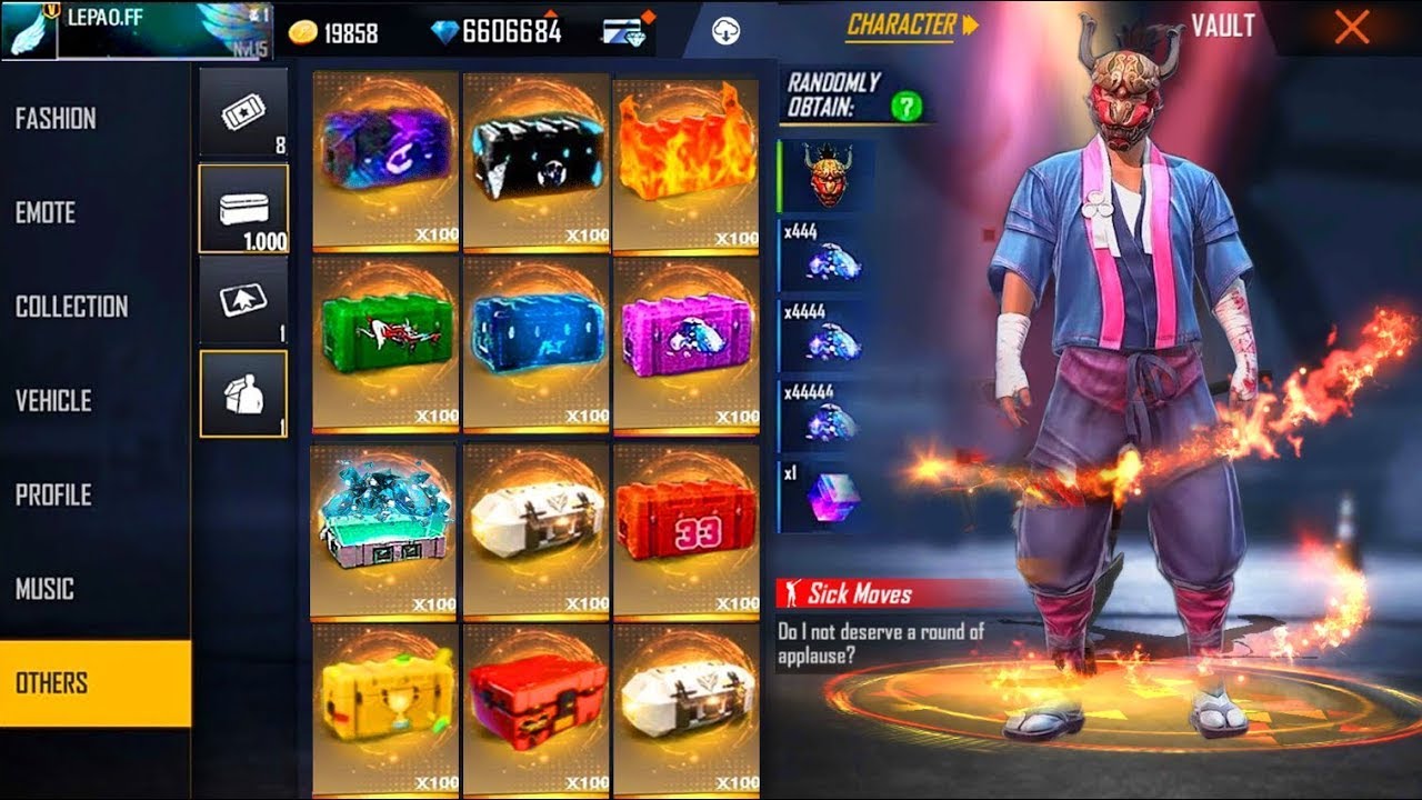 Desapego Games - Free Fire (FF) > Conta FF com 300 diamantes + 5 caixas de  armas