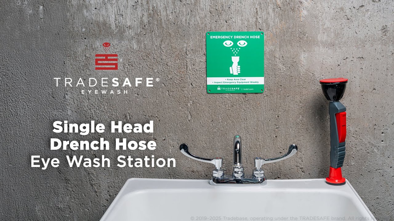 Single Head Drench Hose Eye Wash Station | TRADESAFE
