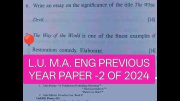 Pyqs of M.A. ENG 2024 PPR-2 #pyqs #luupdate #studywithsanya