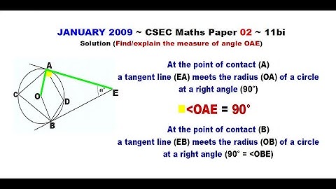 Paper2-CSEC-MATHS-377 ~ Circle Geometry & The Tangent-Radius Theorem ~ January 2009 Number 11bi