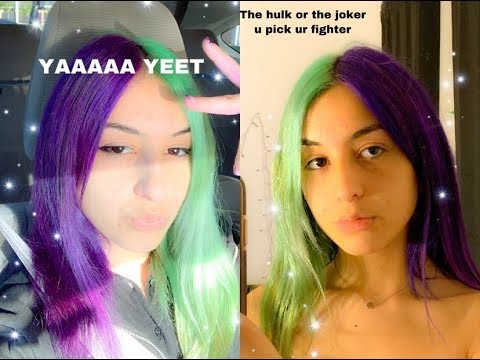 Dying My Hair Half N Half Green N Purple D Youtube